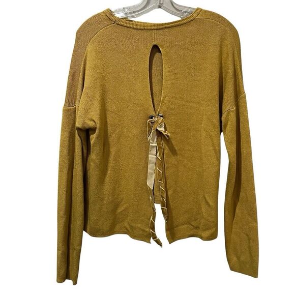 American Eagle Italy Don’t Ask Why Mustard Yellow Sweater One Size Pullover R2 - Picture 2 of 4